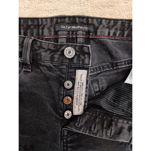 Cult of Individuality Jeans Mens 31/34 Black Greaser Straight - Picture 4 of 11